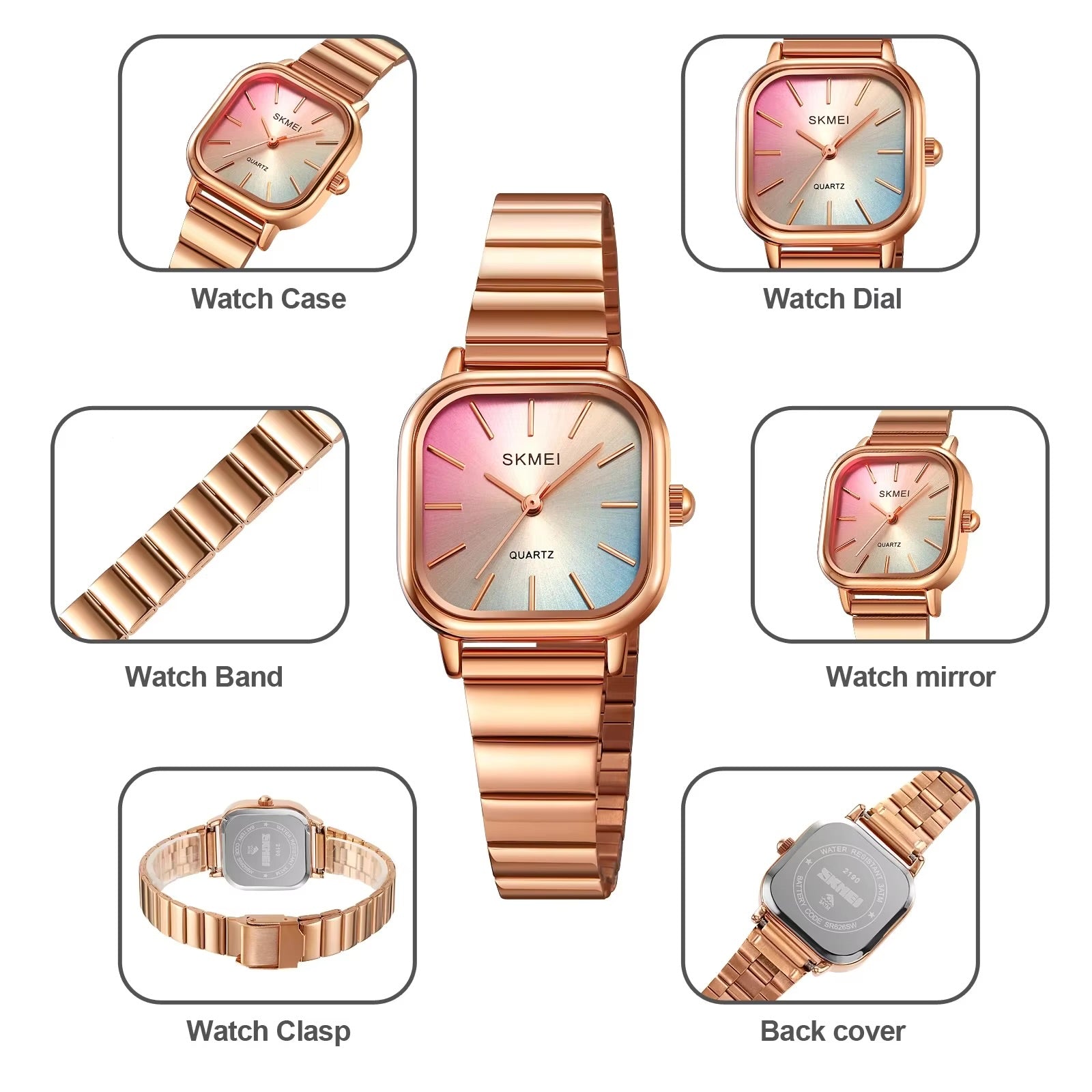 SKMEI - 2190 - Women Waterproof Luxury Stainless Steel - rose gold image 7