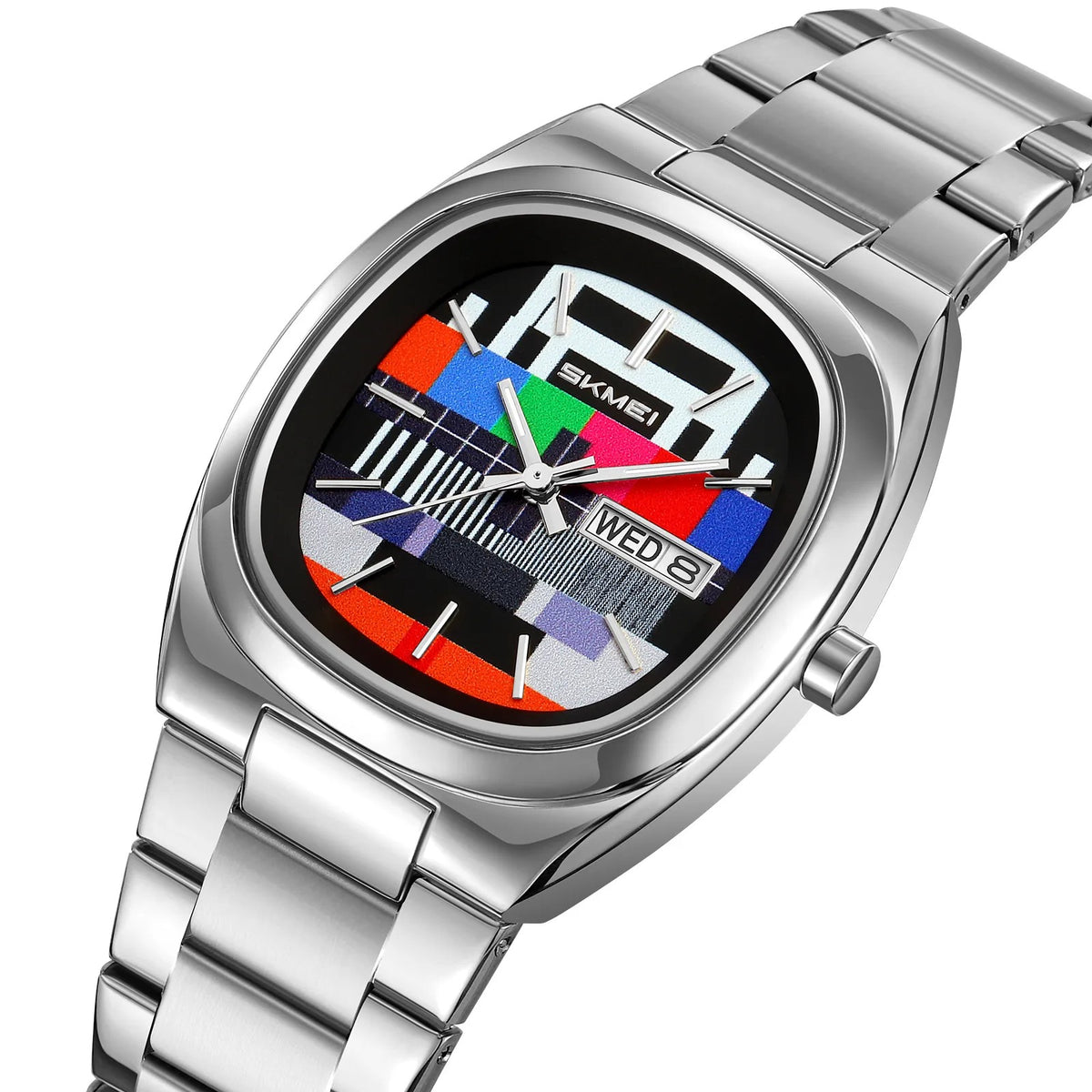 Skmei – 9375 – Business Gentleman Vintage Watch – Silver/Colorful image 0