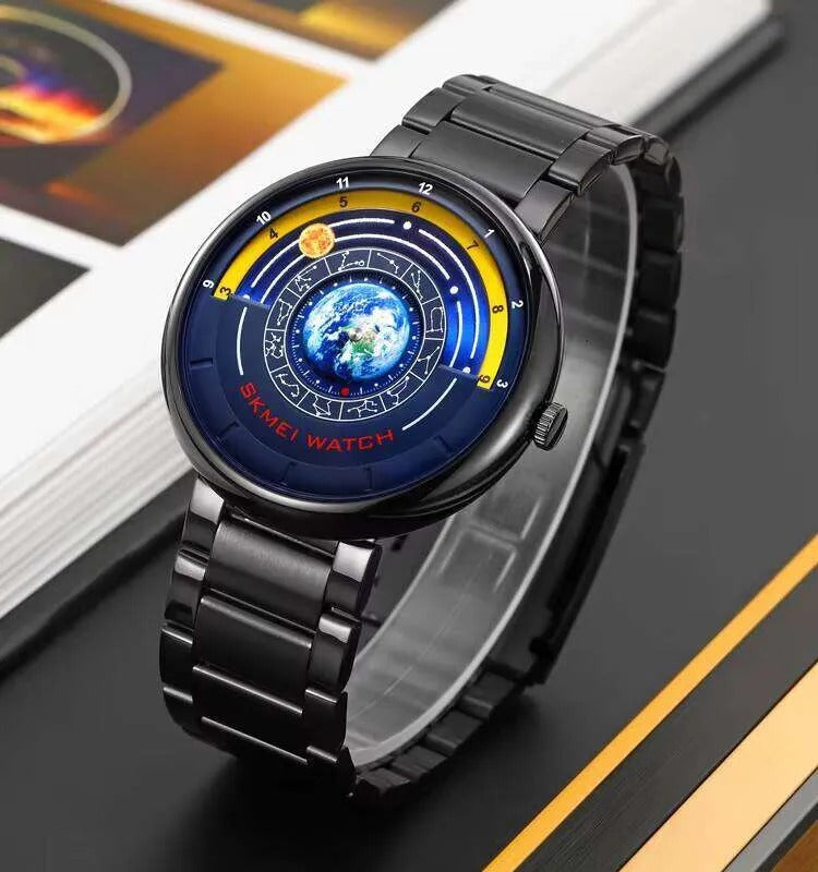SKMEI - 2361 - Earth Orbit Quartz Watch - Black image 0