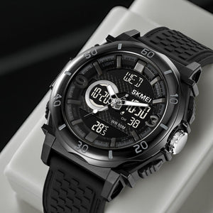 SKMEI - 2098 - Digital Dial Silica Gel Strap Watch for Men - black-black image 1