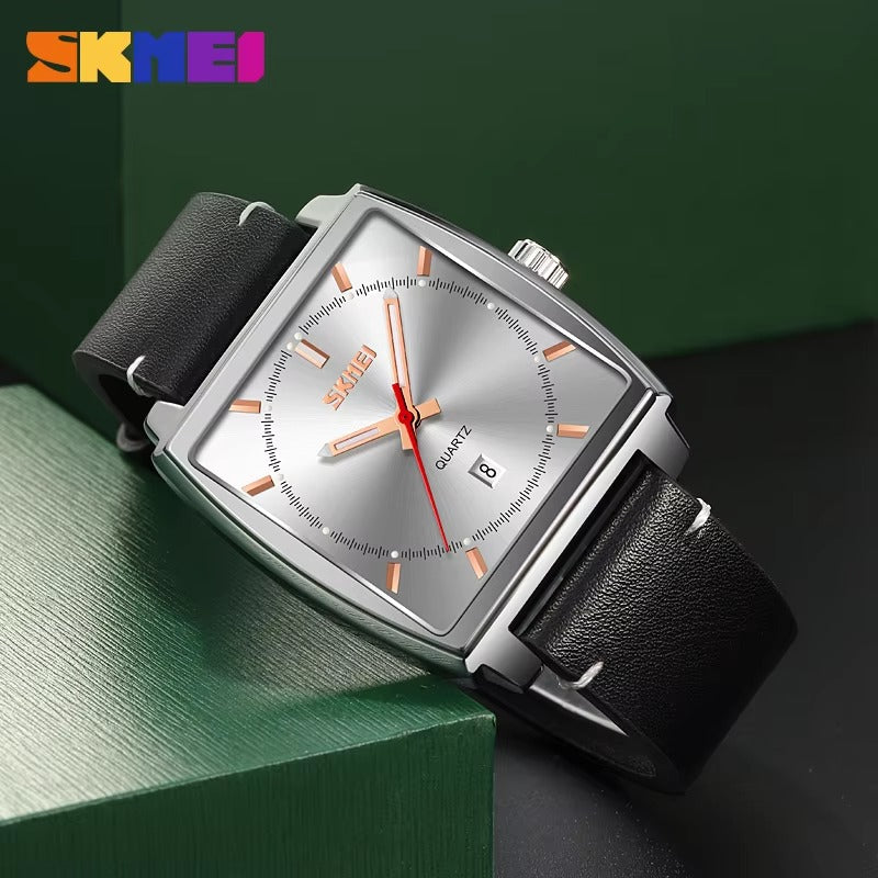 Skmei - 9316 - Elegant Square Analog Watch - silver/silver image 2