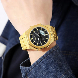 Skmei - 1816 - Dual Display luminous waterproofs 50+ timezone - Golden/White image 4