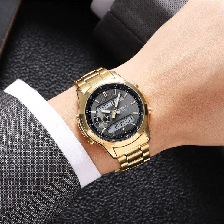 SKMEI - 2284 - World Master Dual Display Watch - Gold image 3