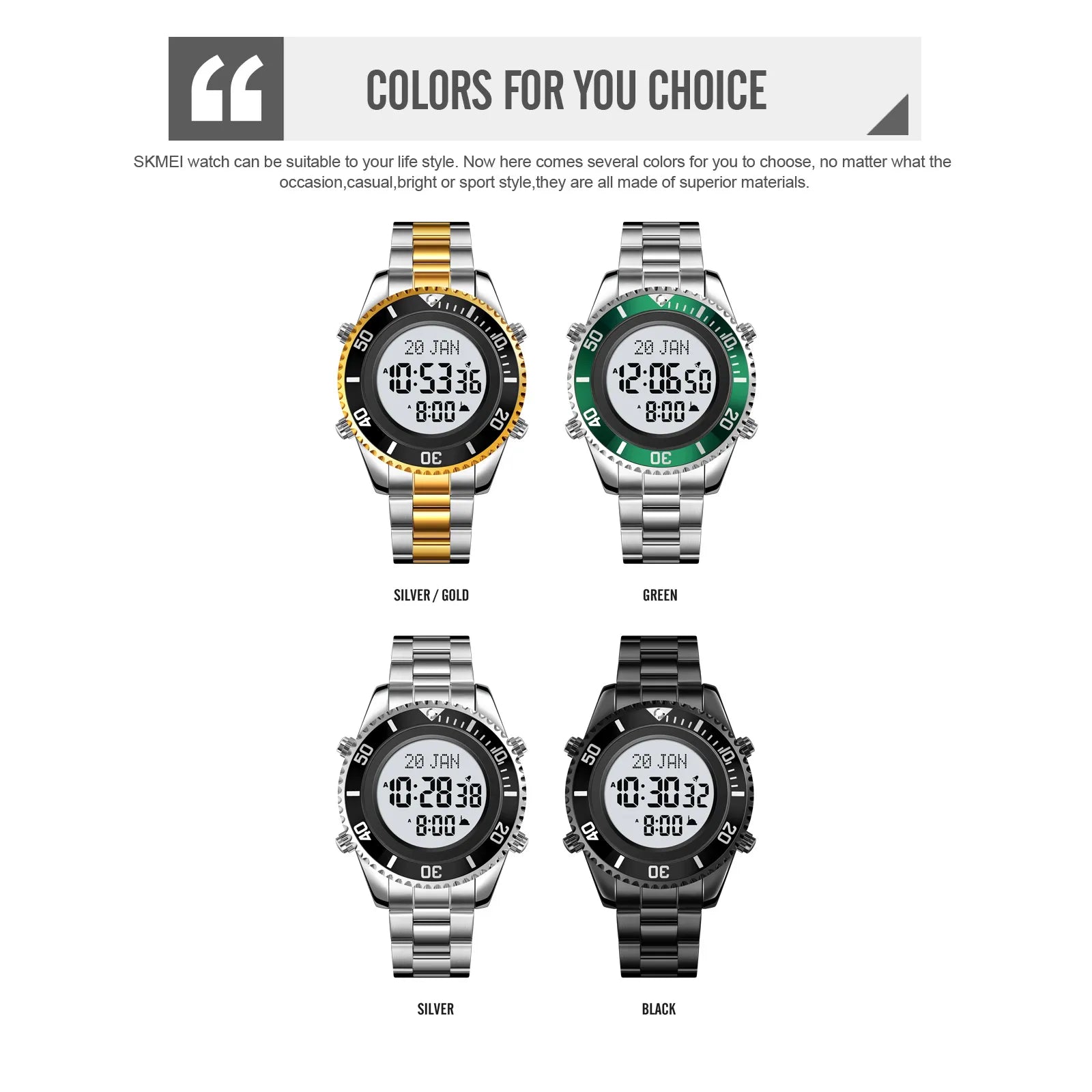 SKMEI - 2141 - Qibla Azan Time Reminder Prayer Watch - black image 2