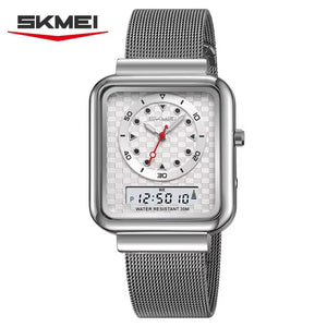 SKMEI - 2466 - Dual Display Time Quartz Watch - Silver image 3