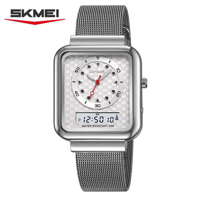SKMEI - 2466 - Dual Display Time Quartz Watch - Silver image 3