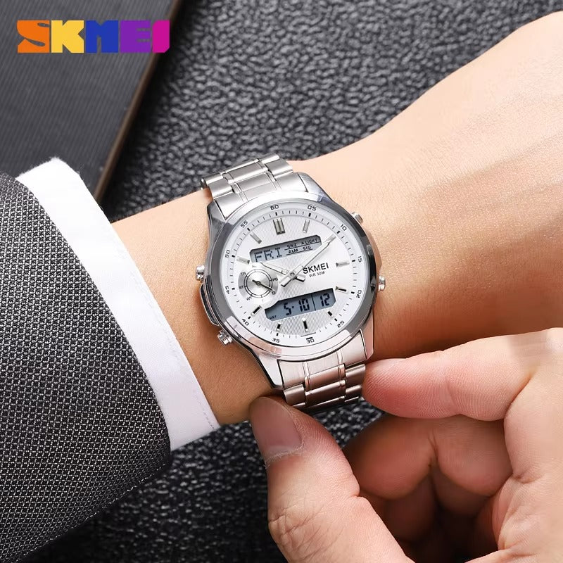 SKMEI - 2284 - World Master Dual Display Watch - Silver/Silver image 4