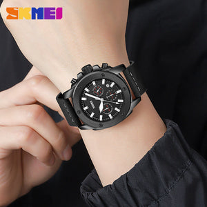 Skmei 9327 - Functional Chronograph Features Watch - black-black image 2