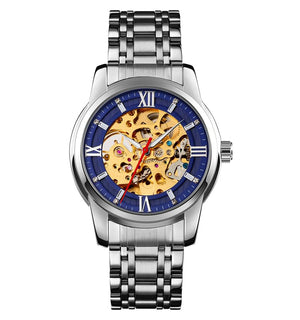 SKMEI - 9222 - Luxury Automatic Skeleton Watch - silver/blue image 0