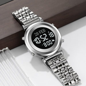 SKMEI - 2139 - Qibla Azan Time Reminder Prayer Watch - silver-black image 3