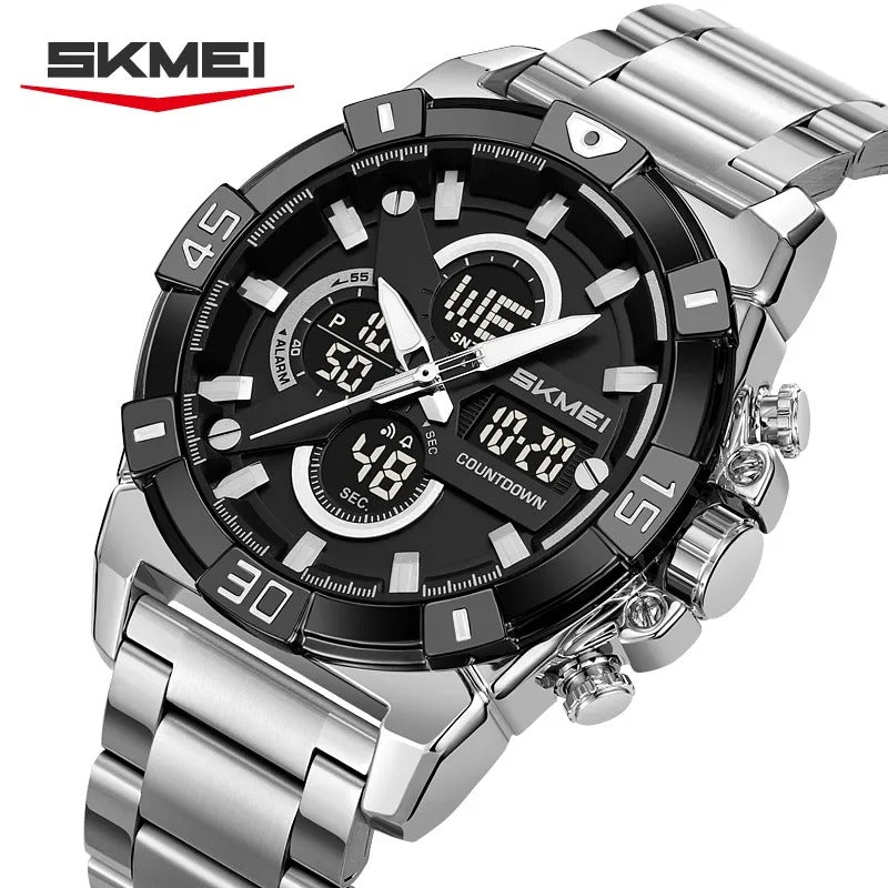 SKMEI 2593 Heavy Duty Digital Chronograph Sports Watch - silver image 0