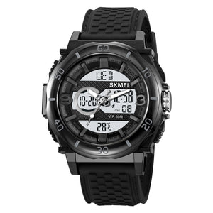 SKMEI - 2098 - Digital Dial Silica Gel Strap Watch for Men - black-white image 0