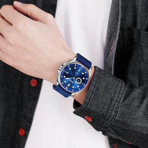 SKMEI 9328 Analog Quartz Nylon Strap Casual Watch - Blue image 2