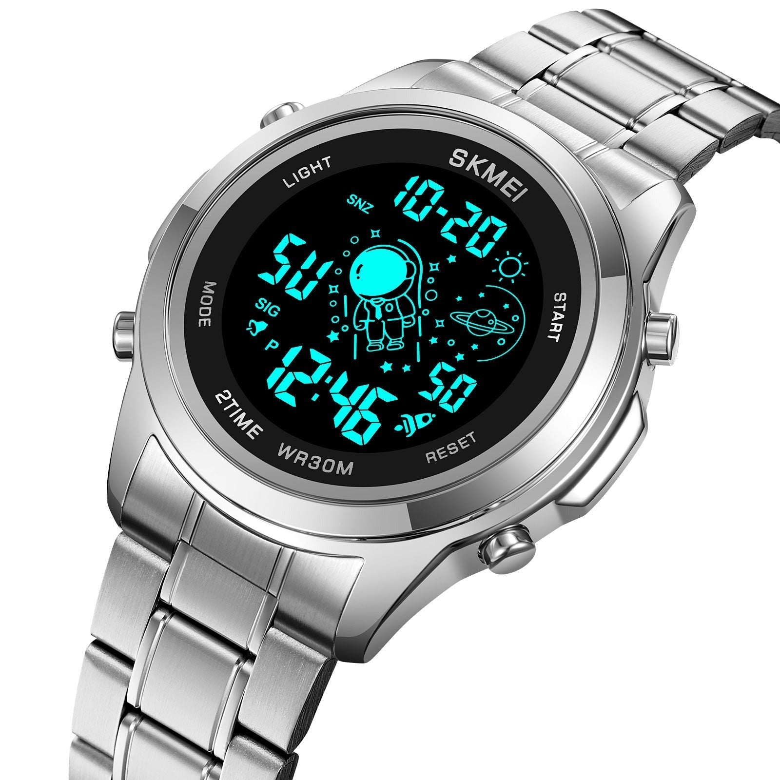 Skmei - 2019 - Advanced Digital Features Dual Time Watch - silver-black image 4