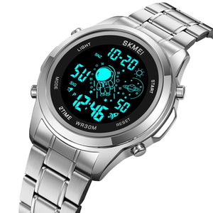 Skmei - 2019 - Advanced Digital Features Dual Time Watch - silver-black image 4