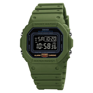 SKMEI - 1628 - Classic Digital Sports Watch - ArmyGreen/Black image 0