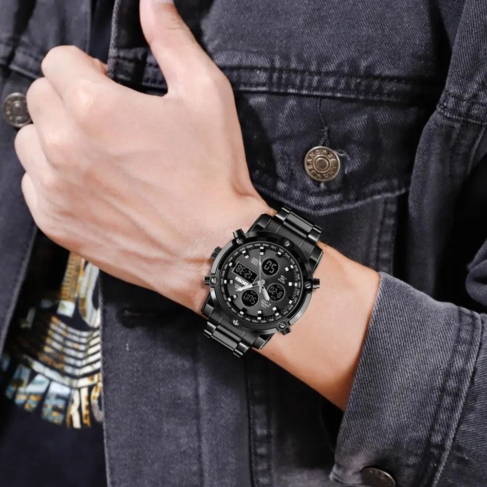 Skmei – 1389 – Dual Display Waterproof Business Watch - Black/Black image 6
