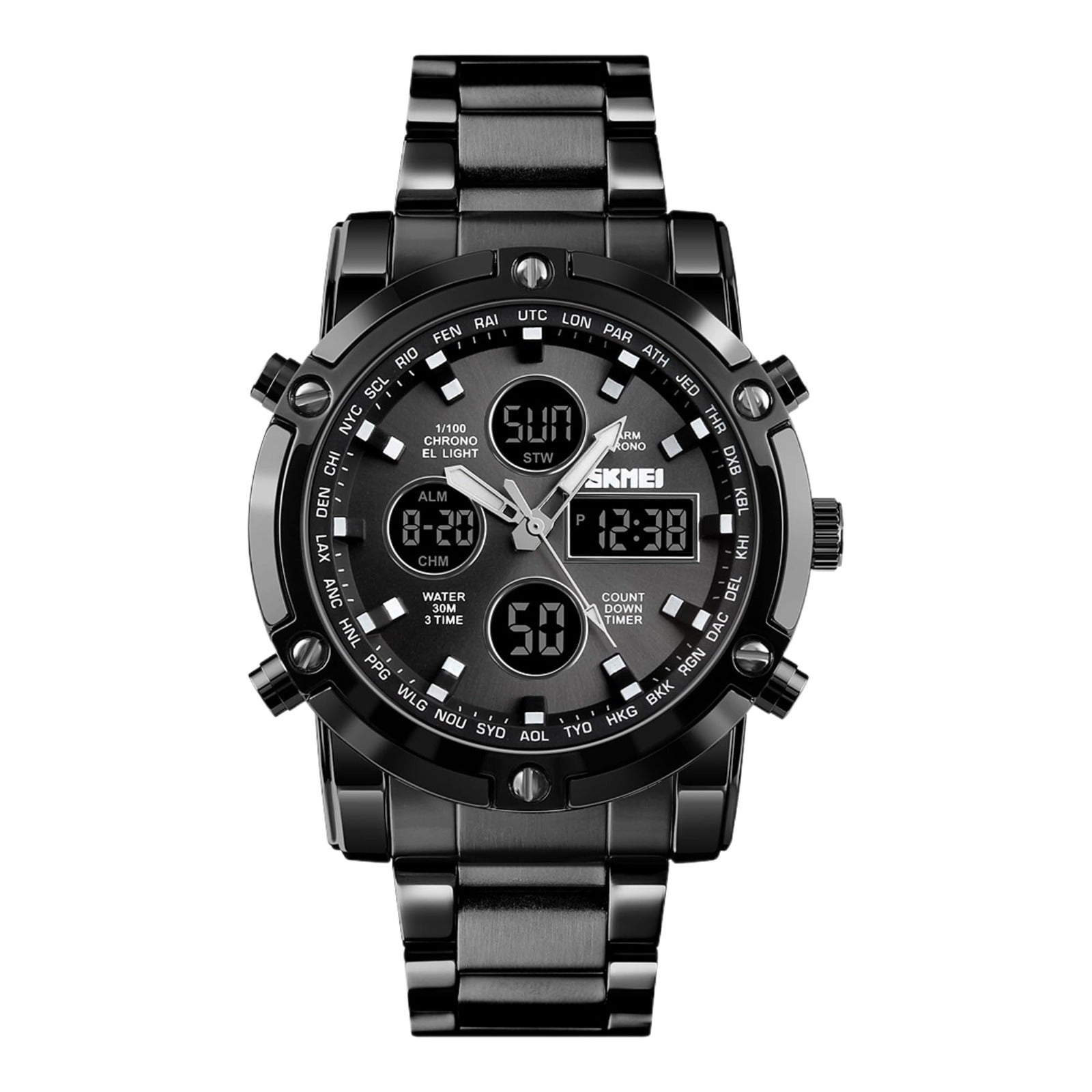 Skmei – 1389 – Dual Display Waterproof Business Watch - Black/Black image 0