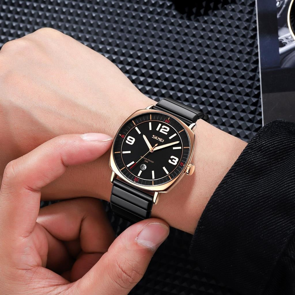 SKMEI - 9280 - Slim Steel Analog Quartz Watch - Rosegold/Black image 3