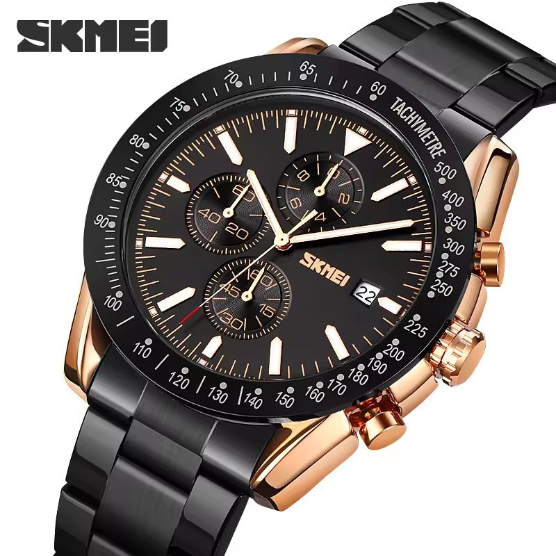 SKMEI - 9253 - Elite Chronograph Watch - Rosegold/Black-Steel image 1