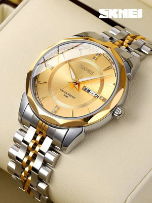 SKMEI - 9268 - Quartz Stainless Steel Luxury Analog Watch - Golden image 2