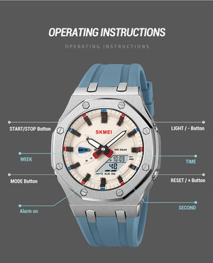 Skmei - 2243 - World time 50 Timezone-Silver/LightBlue image 4