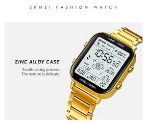Skmei - 1888 - Digital Dial Step Count Pedometer Stainless Steel Watch - Gold image 5