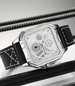 SKMEI - 9330 - Premium Down Second Square Dial Watch - silver/silver image 4