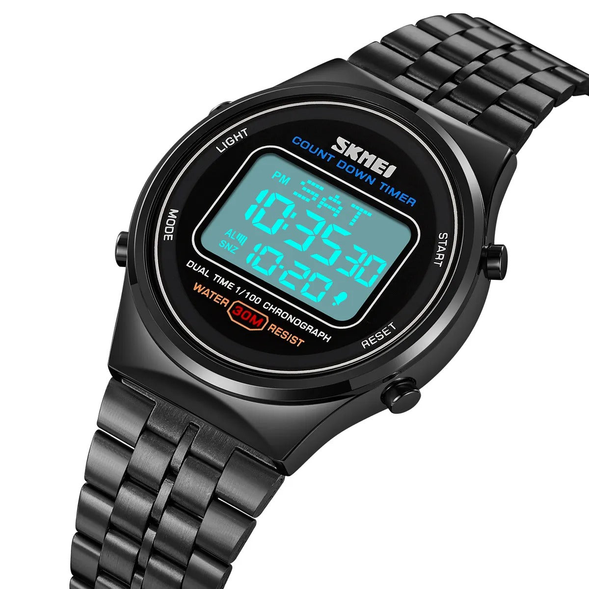 SKMEI 1882 Classic Round Digital Watch - Black/white image 4