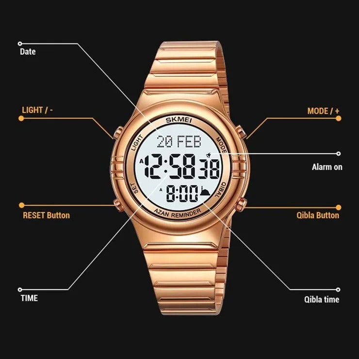 Skmei - 2200 - Qibla Azan Time Reminder Prayer Watch - rose gold image 2