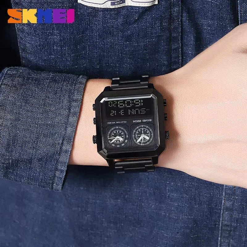 Skmei - 2204 - Digital Luminous 4 Time Square - Black image 3