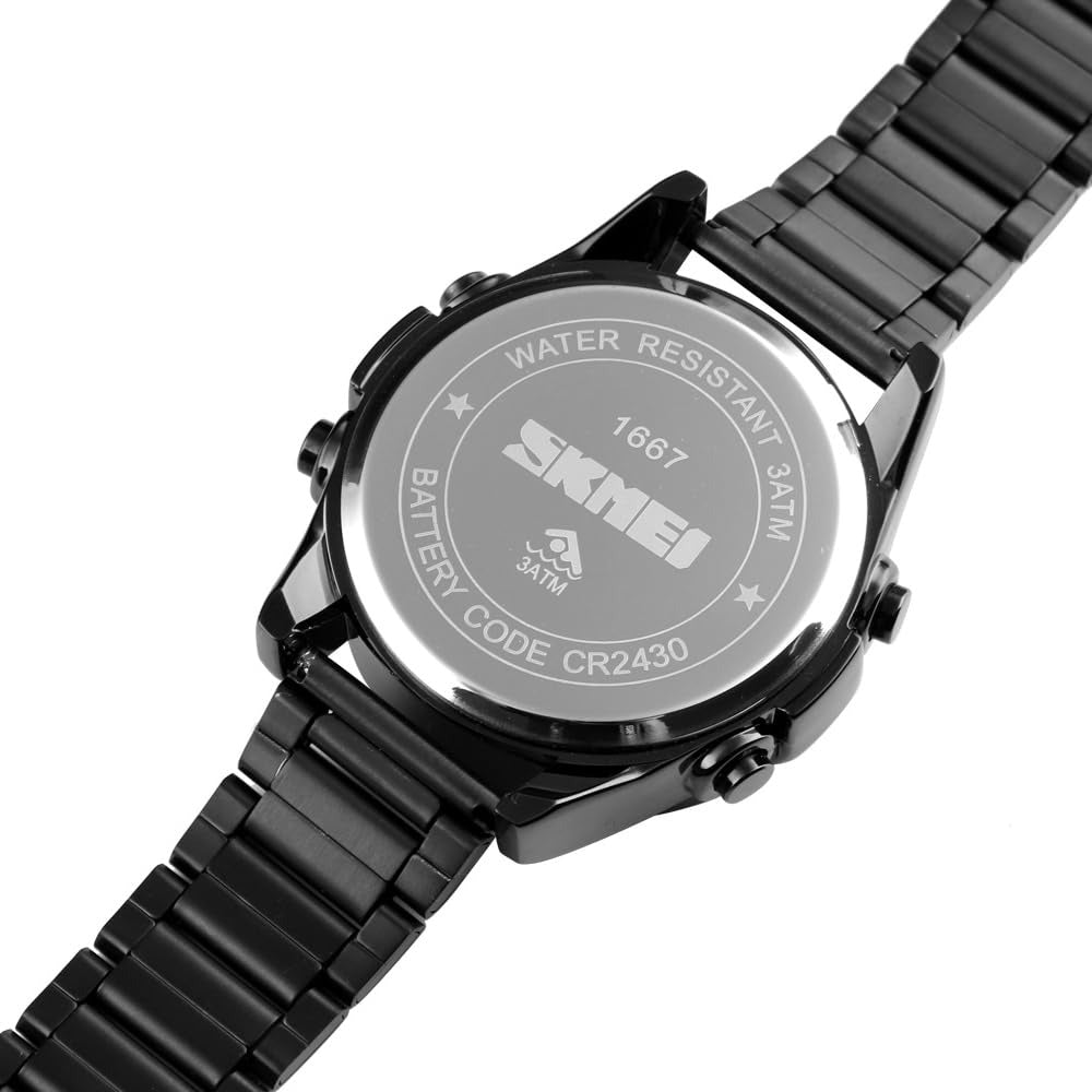 SKMEI - 1667 - Qibla Azan Time Reminder Prayer Watch - Black / white image 2