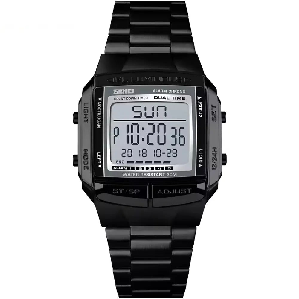 Skmei - 1381 - Digital Stainless Steel Watch - Black image 0