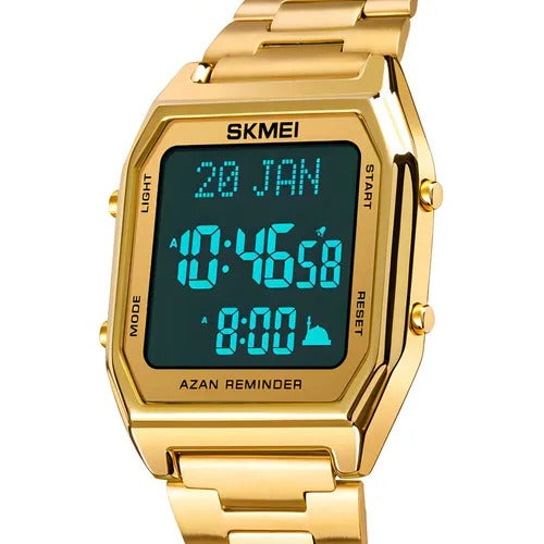 SKMEI - 1763 - Qibla Azan Time Reminder Prayer Watch - gold black image 7