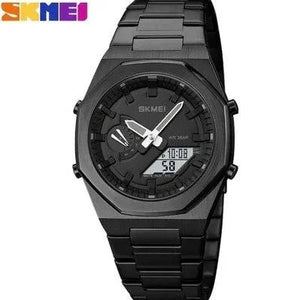 Skmei - 1816 - Dual Display luminous waterproofs 50+ timezone - Black/Black-White image 4