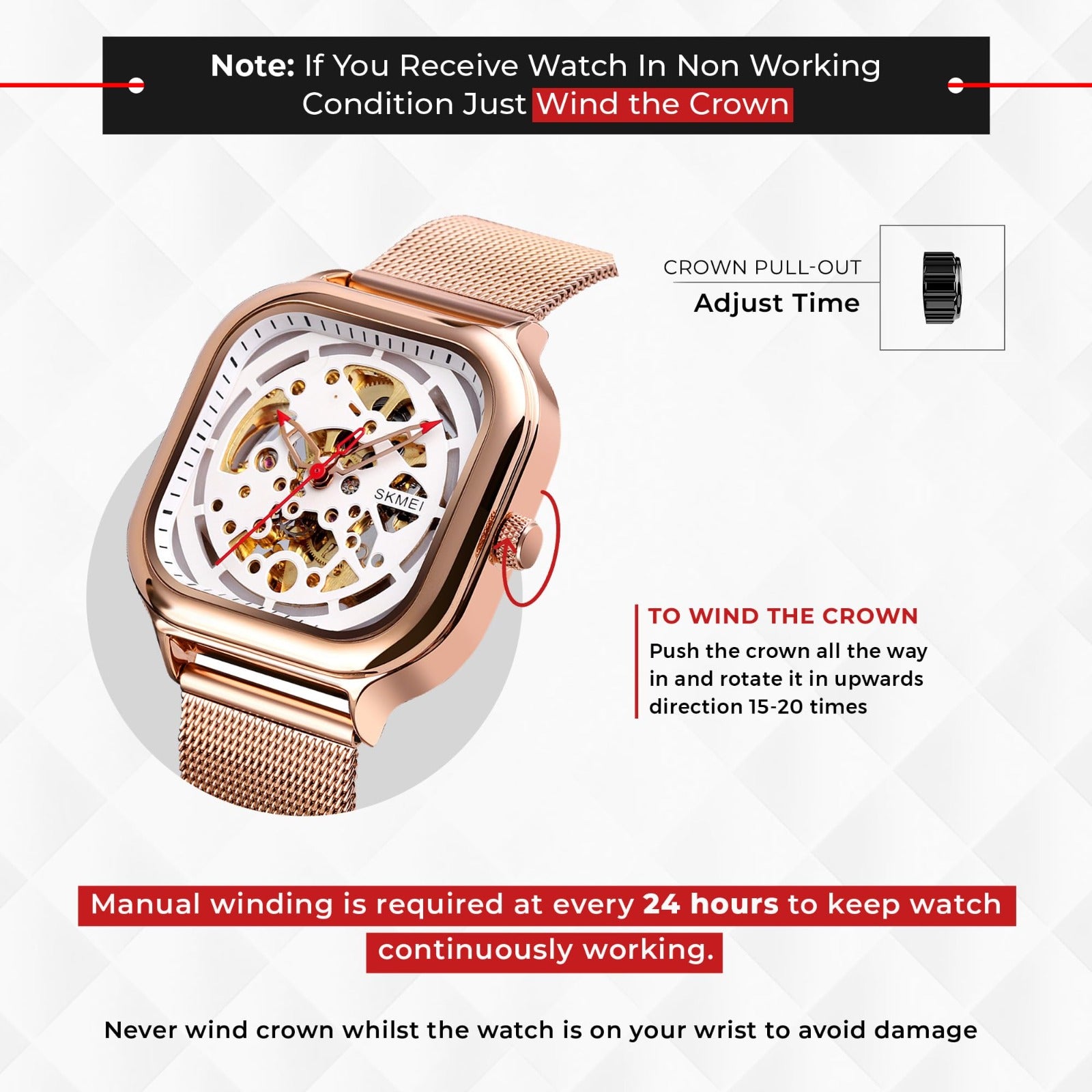 SKMEI - 9184 - Premium Automatic Skeleton Watch - rose gold image 1