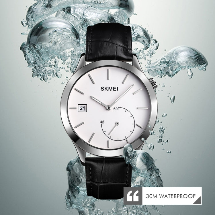 SKMEI - 1581 - High Quality Luxury Watch - Silver/Black-Leather image 4
