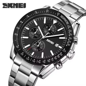 SKMEI - 9253 - Elite Chronograph Watch - Silver/Black-Steel image 0