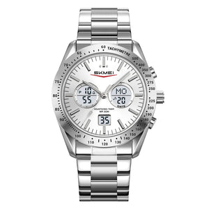 SKMEI 2503 Digital Tachymetre Countdown Timer Watch - silver/silver/white/steel