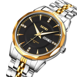 SKMEI - 9268 - Quartz Stainless Steel Luxury Analog Watch - silver/gold-black image 0