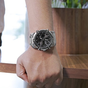 Skmei – 1389 – Dual Display Waterproof Business Watch - Silver/Black image 2