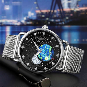 Skmei - 9283 - Classic Analog Galaxy Dial Watch - black-steel image 1