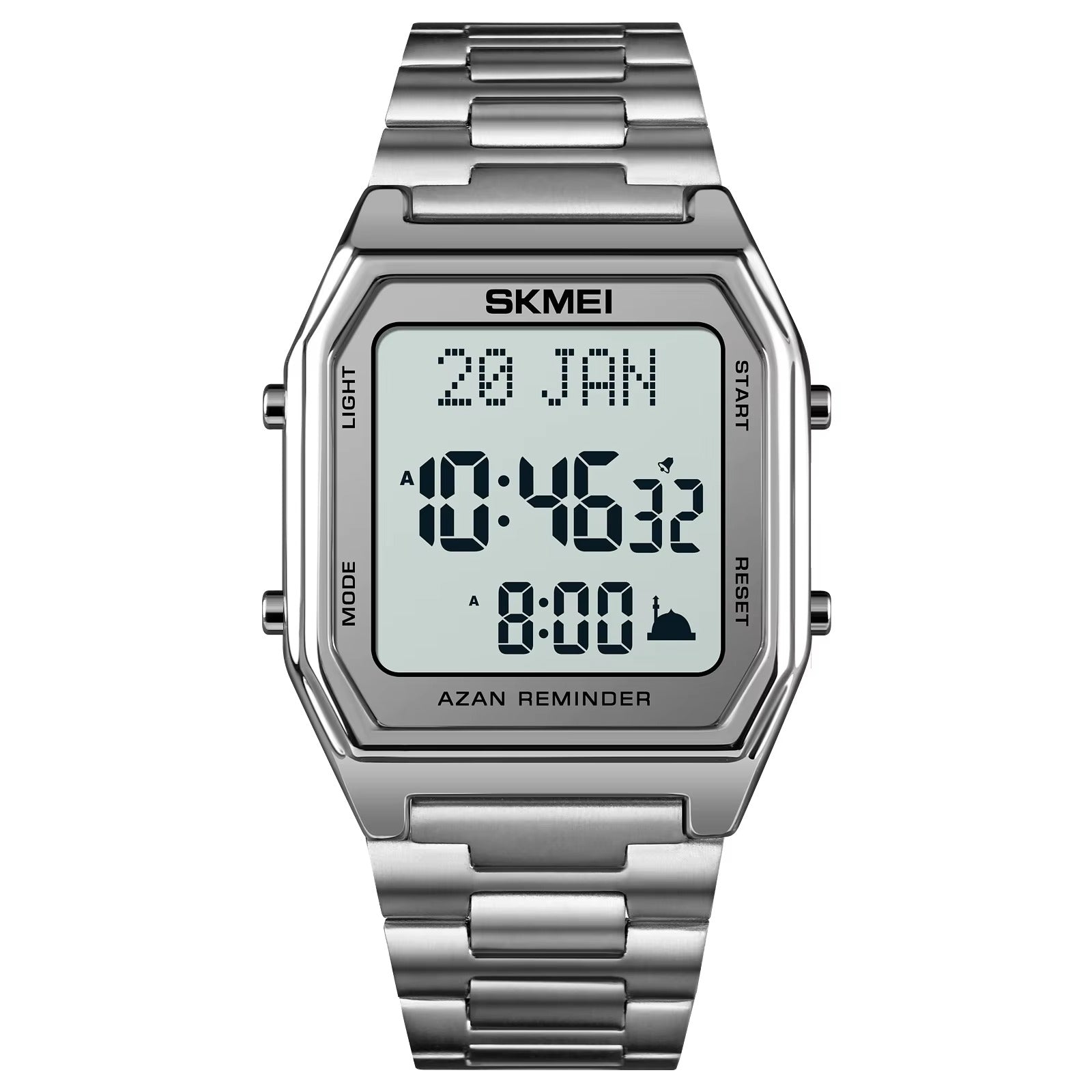 SKMEI - 1763 - Qibla Azan Time Reminder Prayer Watch - silver white image 0