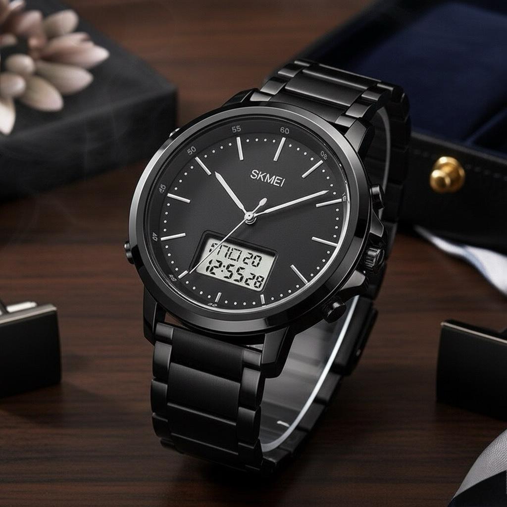 Skmei - 1652 (Chain) - Multifunctional Waterproof - Black/White-Steel image 7