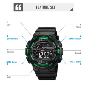 Skmei - 2110 - Advanced Digital Functions Watch - Black/green transparent image 3