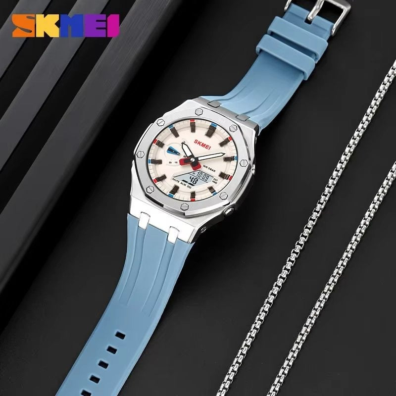 Skmei - 2243 - World time 50 Timezone-Silver/LightBlue image 2