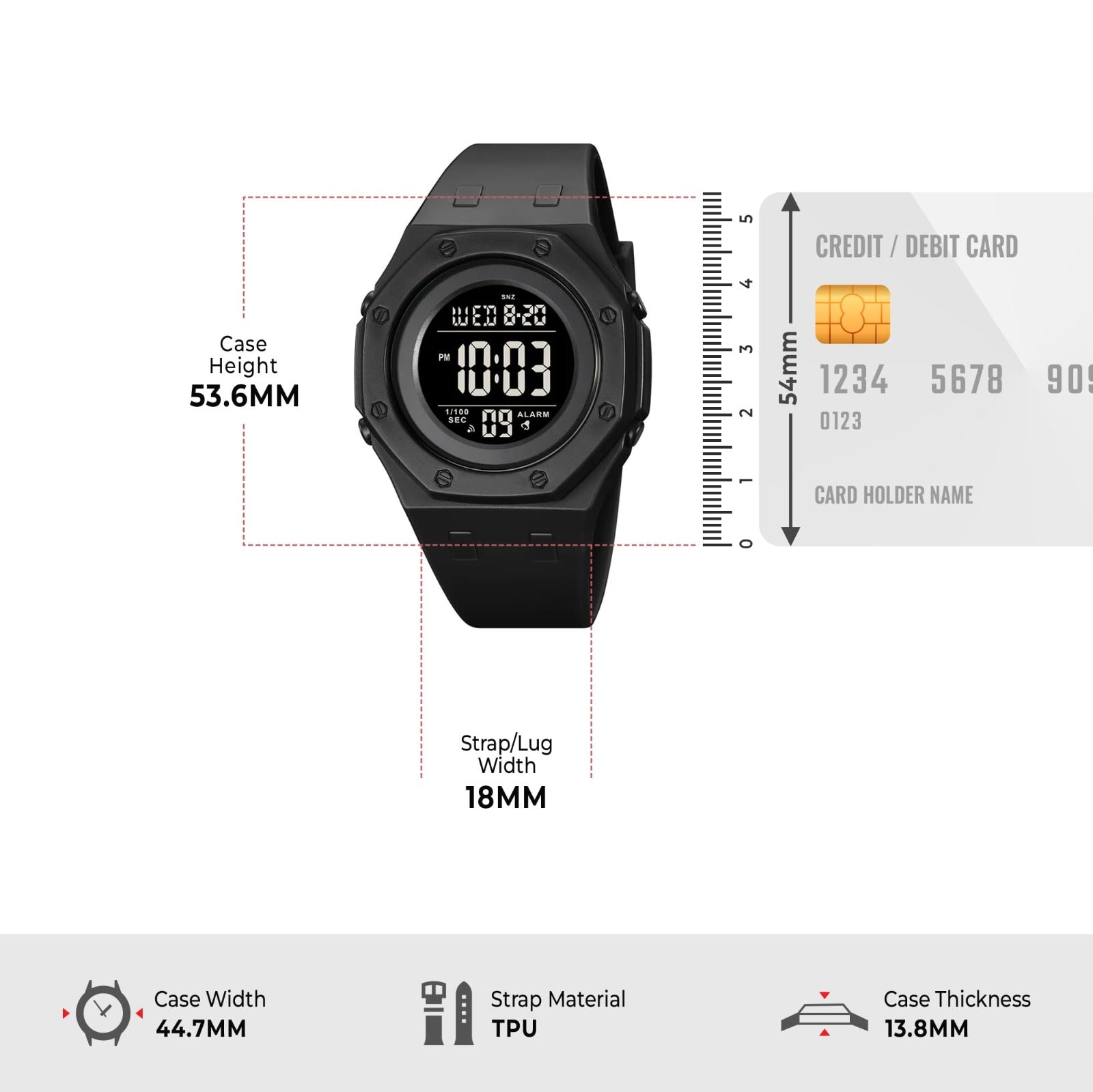 Skmei 2048 Digital Sports Watch - Black/black image 5