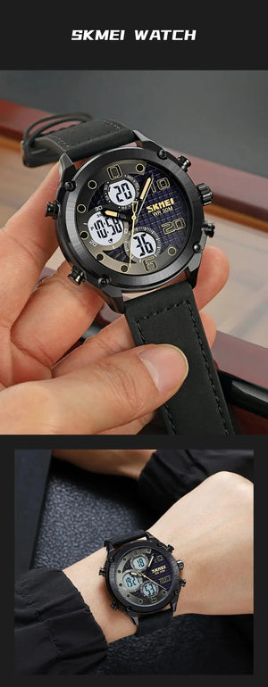 Skmei - 1975(strap)- Luminous 30m Waterproof Mutifunctional - Black/Black-White image 1