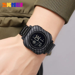 SKMEI 2131 Square Dial Digital Dual Time Watch - carbonfiber image 1