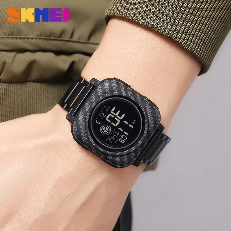 SKMEI 2131 Square Dial Digital Dual Time Watch - carbonfiber image 1